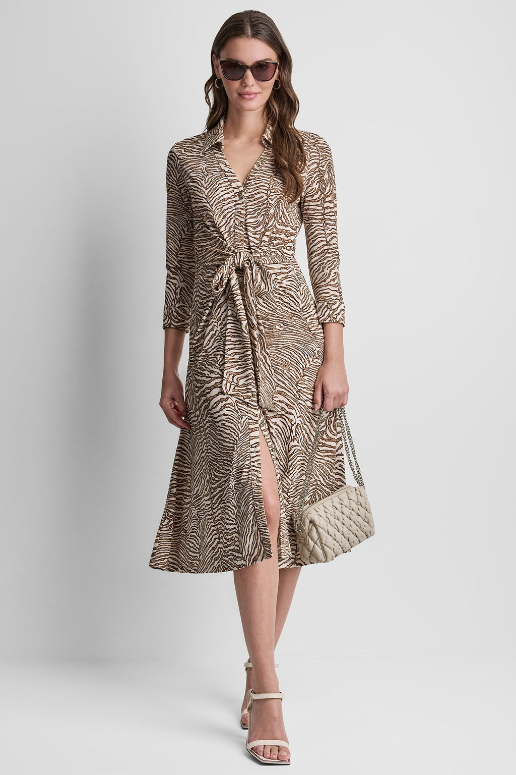 ZEBRA PRINT MIDI SHIRT DRESS