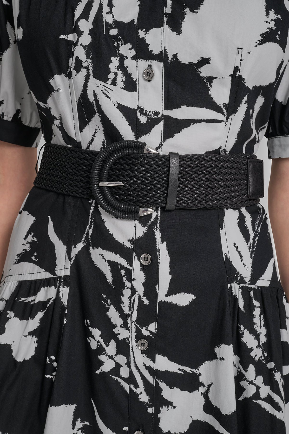 FLORAL PRINT MIDI SHIRT DRESS