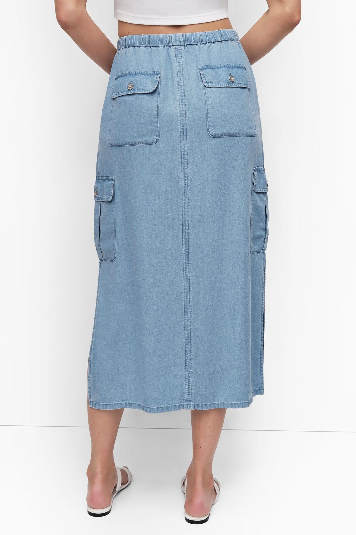 GARMENT DYE TIE WAIST CARGO SKIRT
