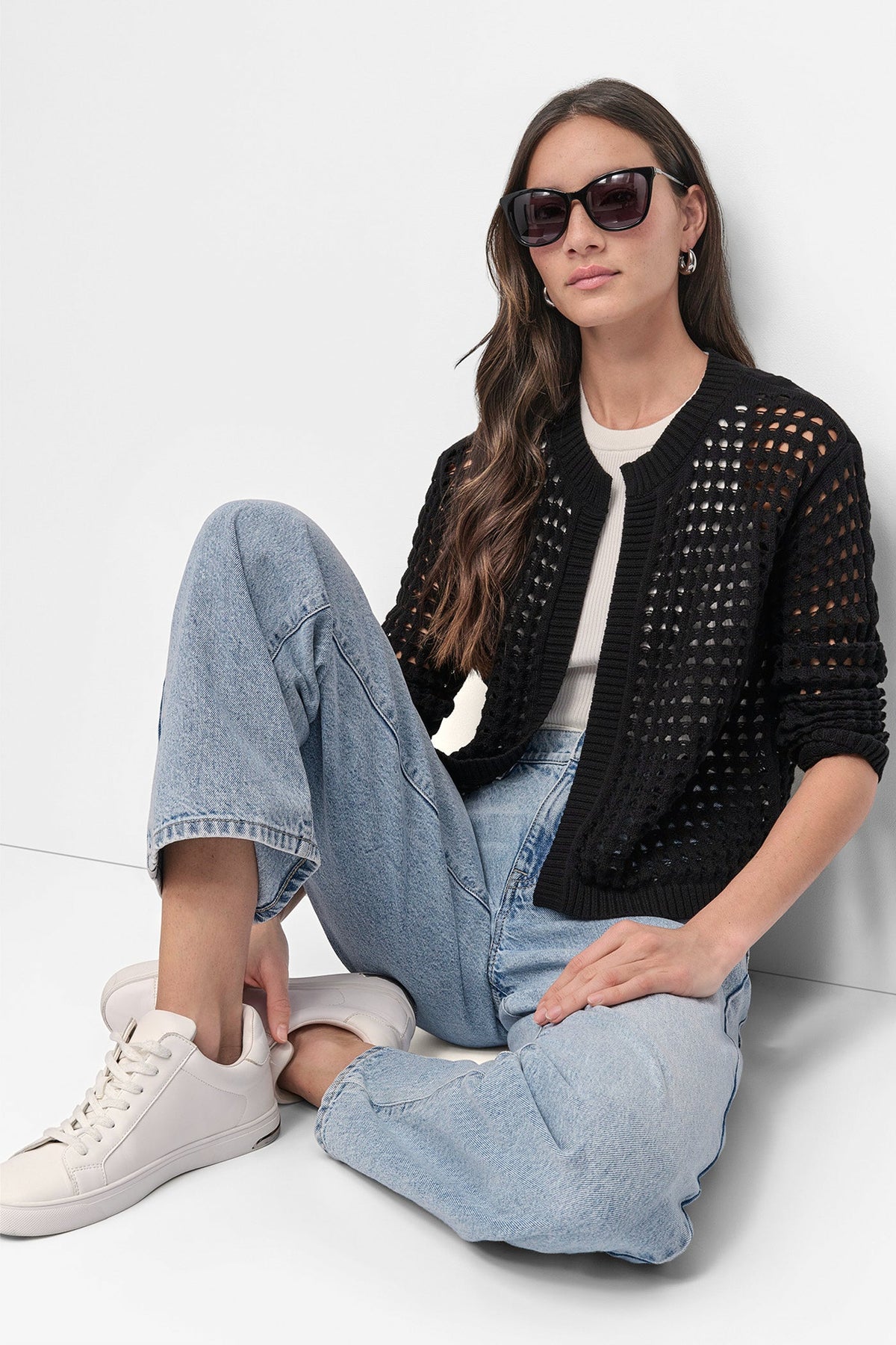 OPEN STITCH DROP SHOULDER CARDIGAN