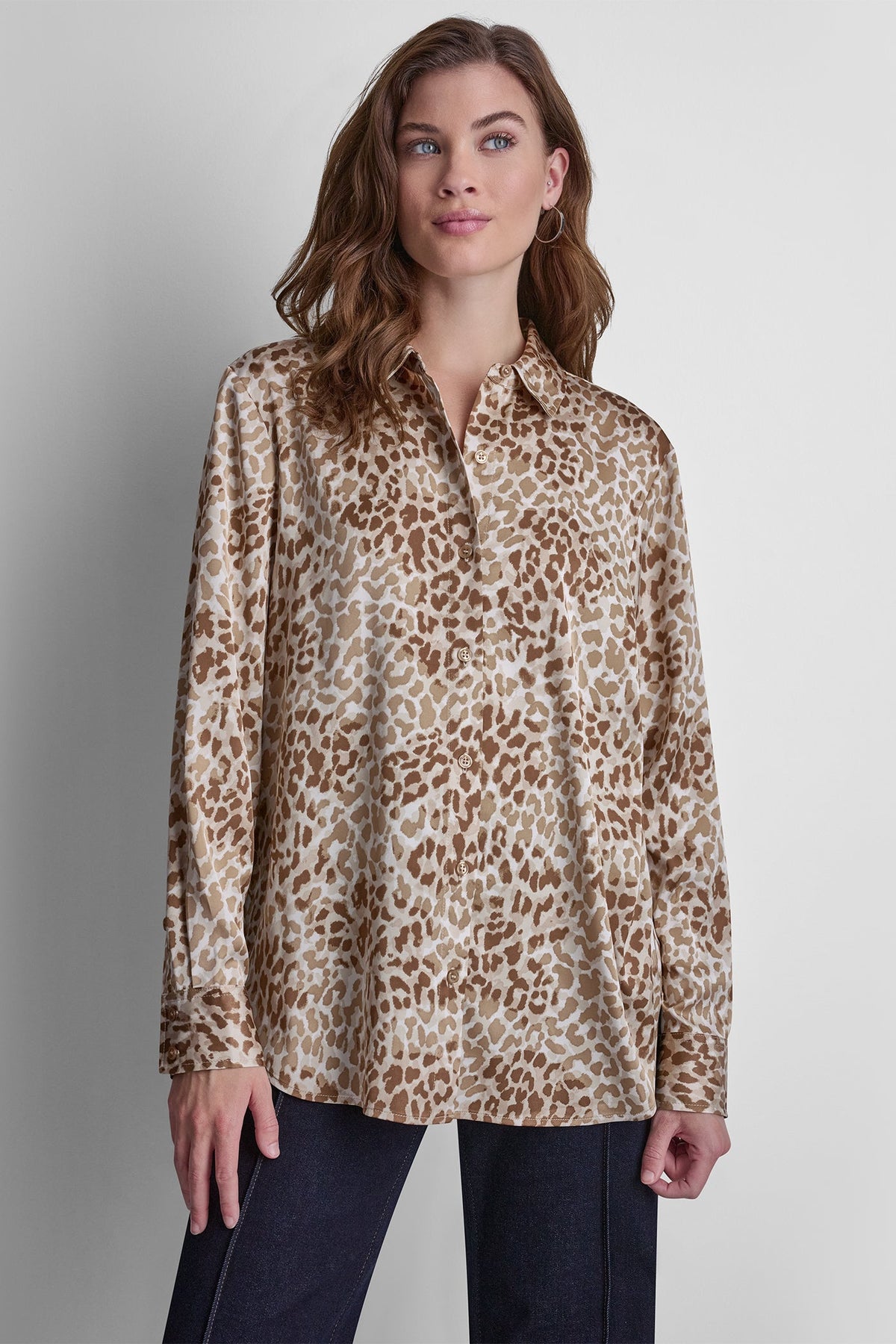 BUTTON FRONT PRINTED BLOUSE