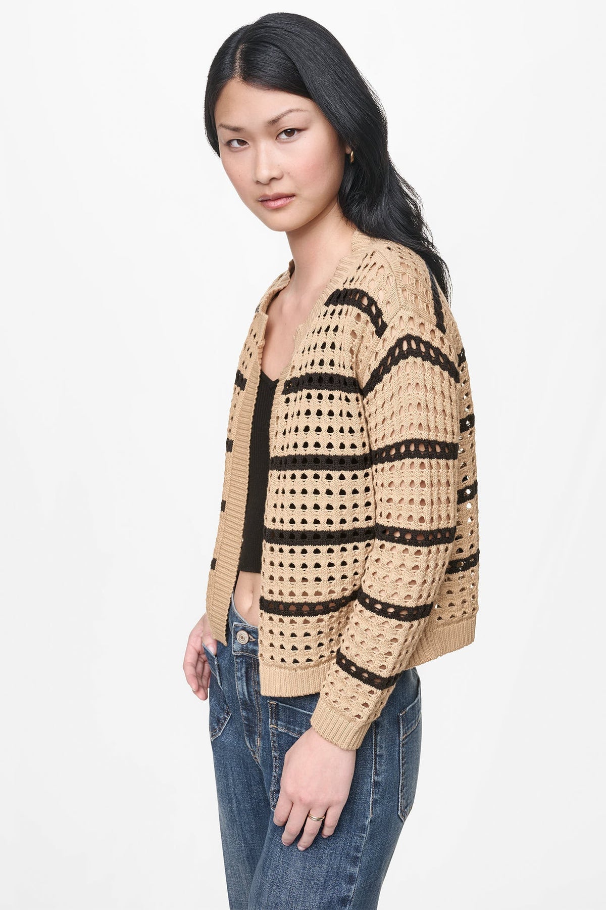 OPEN STITCH STRIPE CARDIGAN