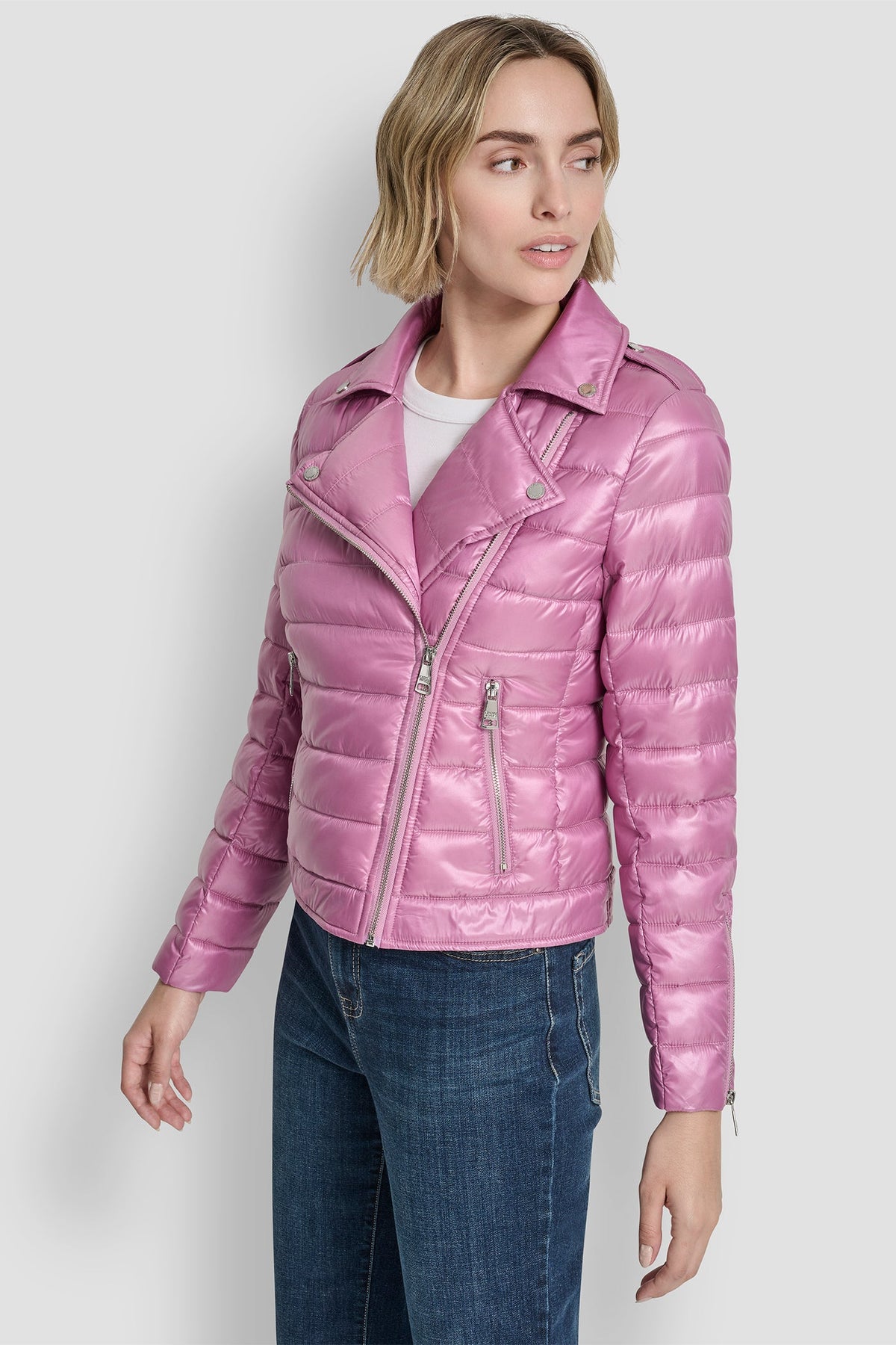MOTO STYLE LIGHT WEIGHT PUFFER JACKET