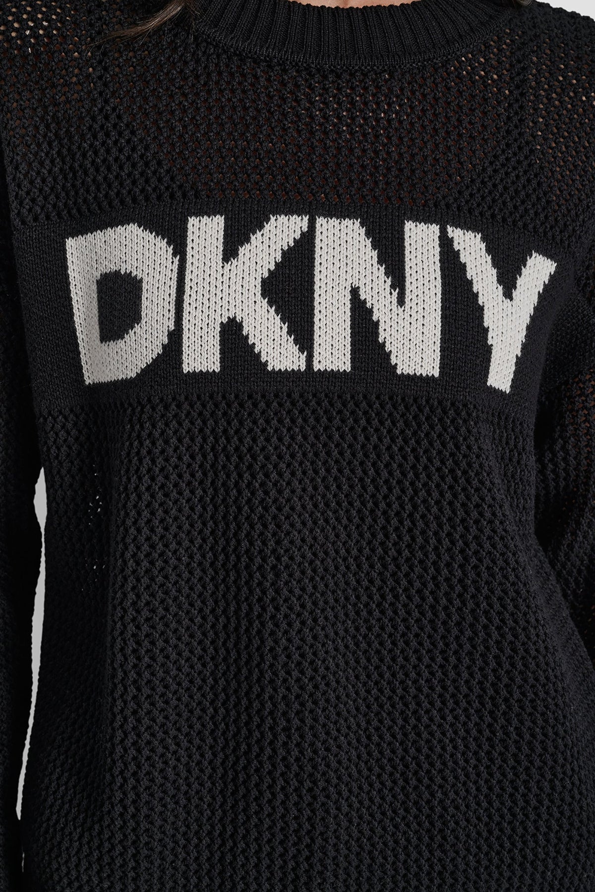 CREW NECK POINTELLE LOGO SWEATER