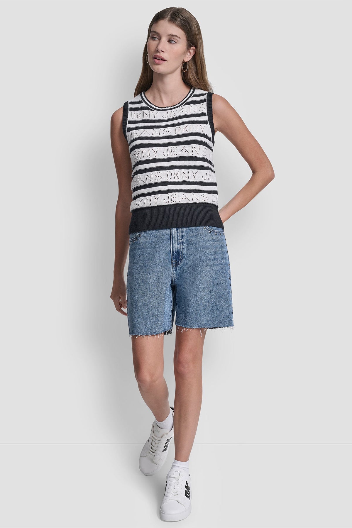 LOGO POINTELLE STRIPED SWEATER