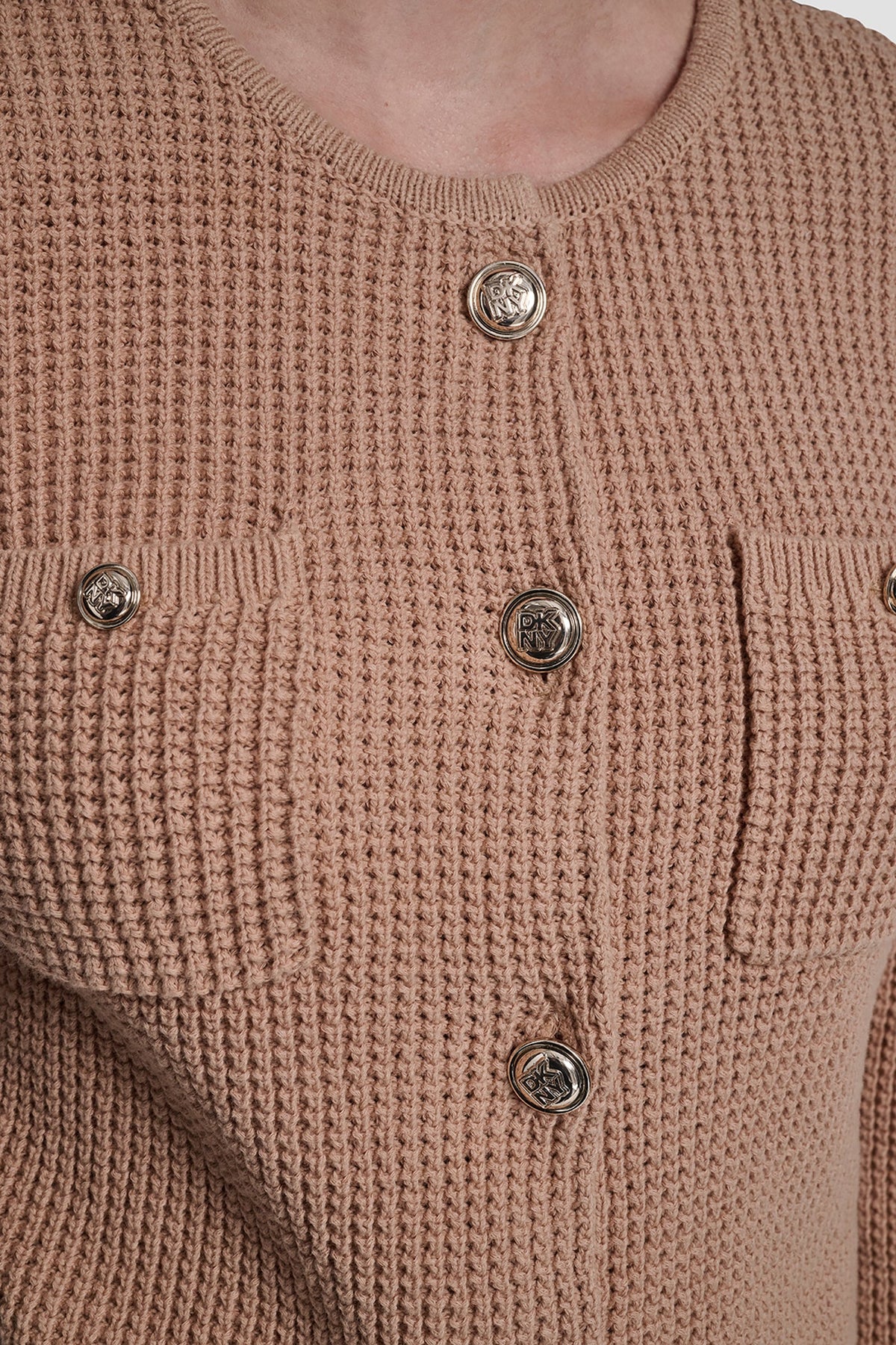 TUCK STITCH CREW NECK CARDIGAN