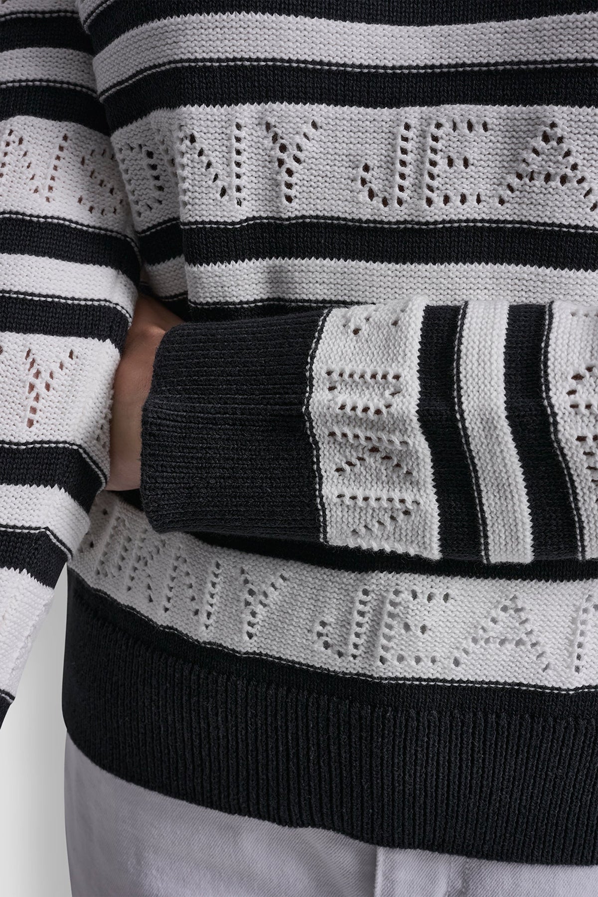 LOGO POINTELLE STRIPED SWEATER