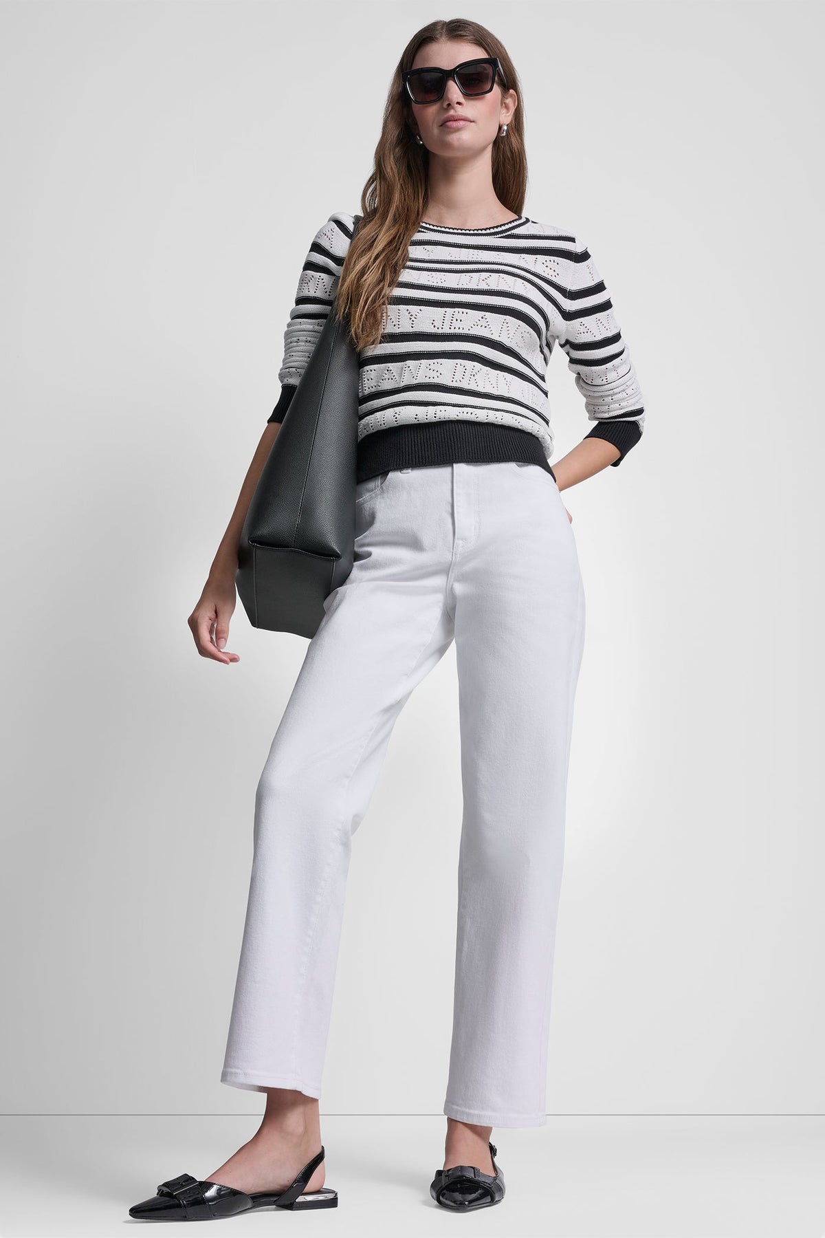 LOGO POINTELLE STRIPED SWEATER