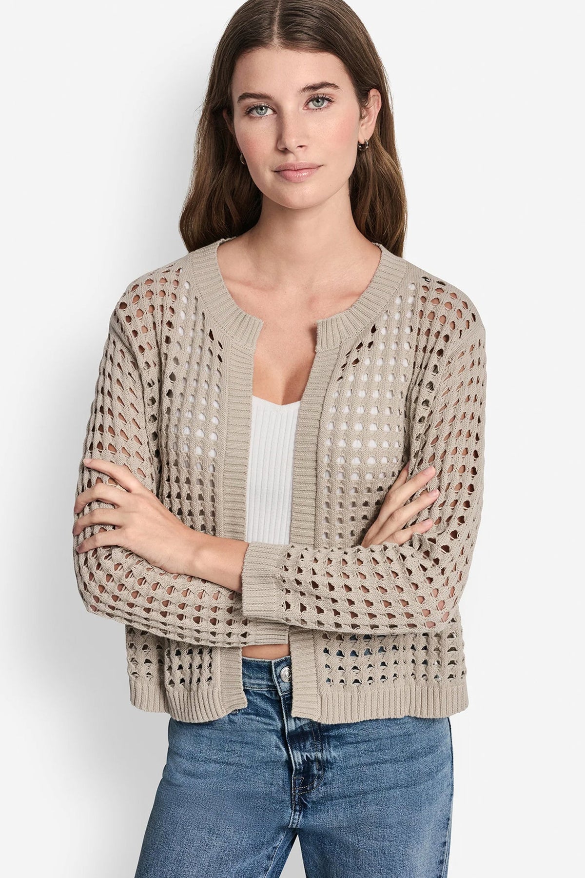 OPEN STITCH DROP SHOULDER CARDIGAN