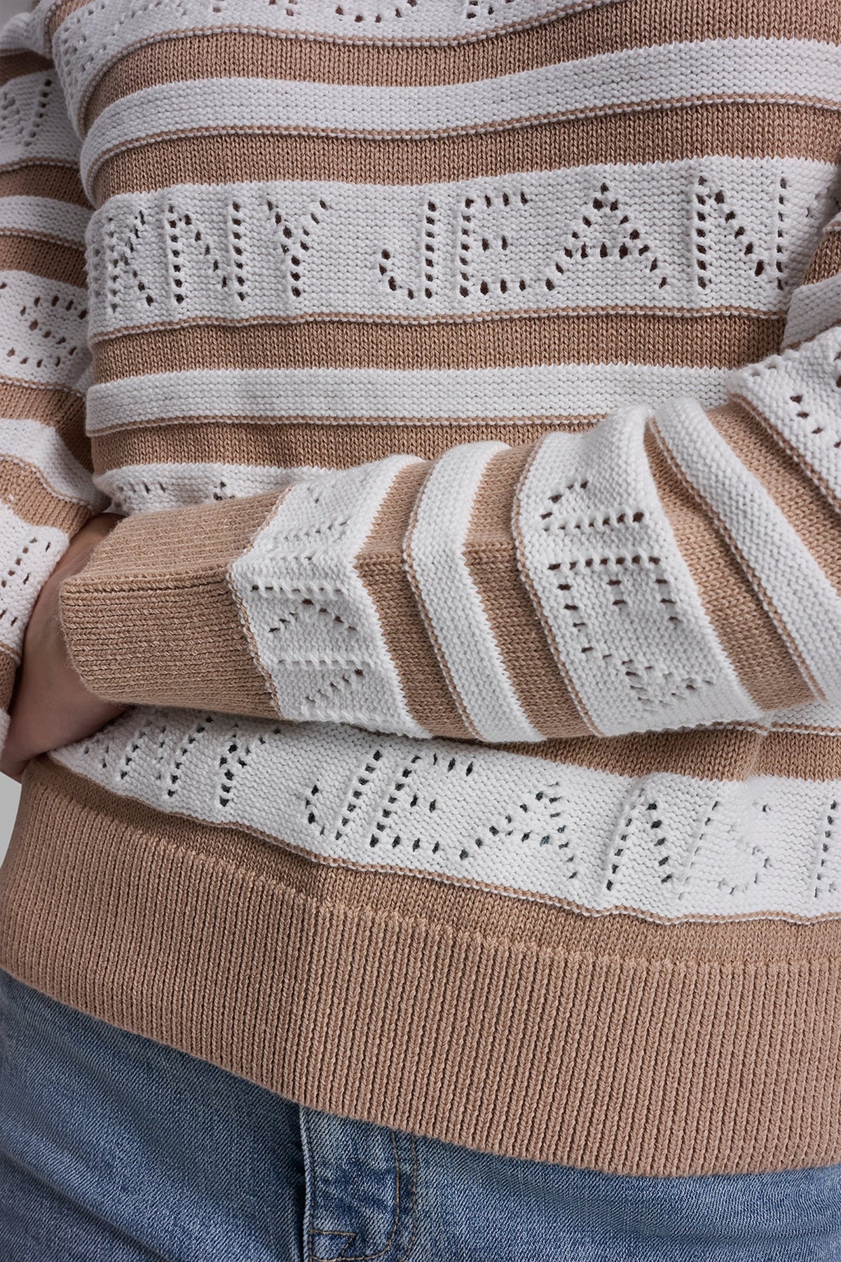 LOGO POINTELLE STRIPED SWEATER