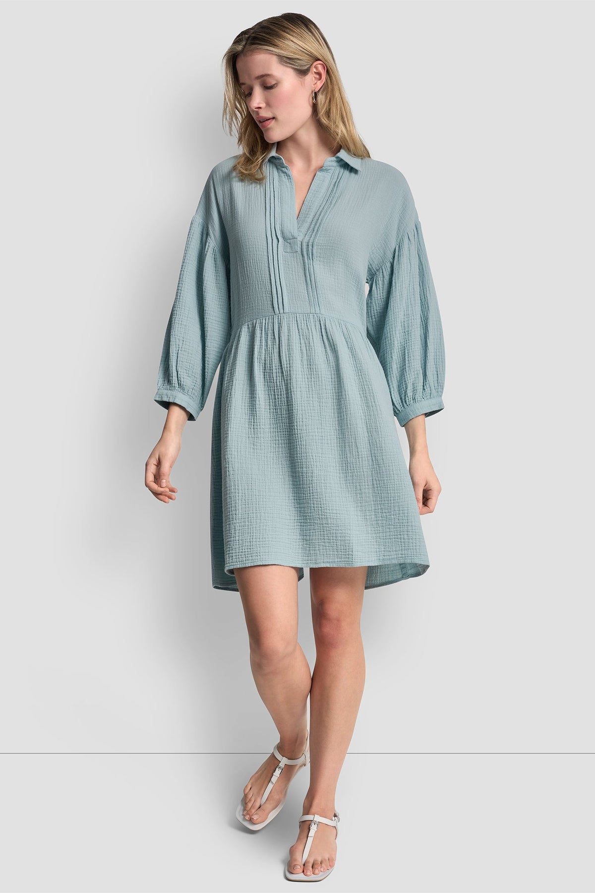 GAUZE V-NECK DRESS