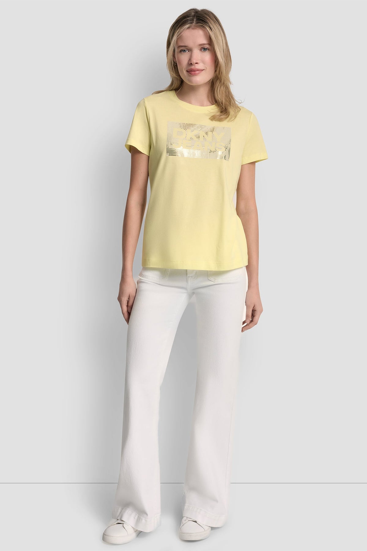 DKNY JEANS STACK LOGO RHINESTONE TEE
