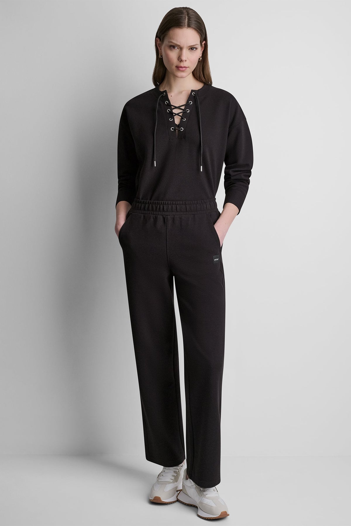 HIGH-RISE RIB TRACK PANTS