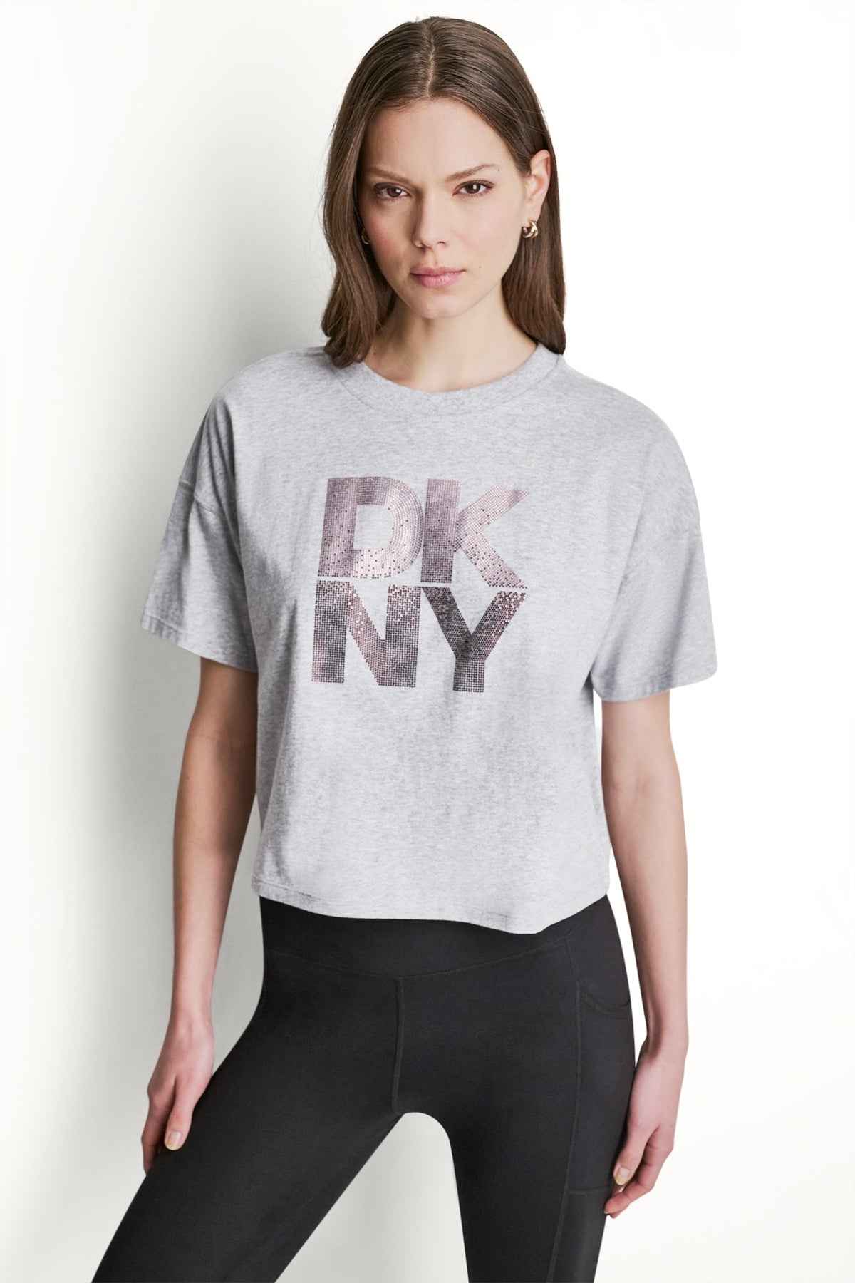 STACKED OMBRE RHINESTONE LOGO TEE