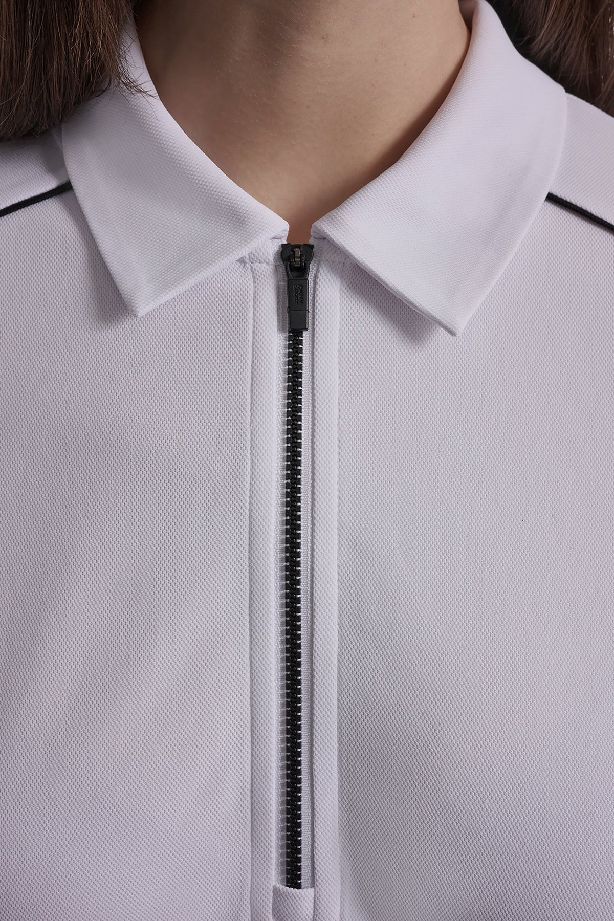 HALF-ZIP POLO DRESS WITH CONTRAST PIPING