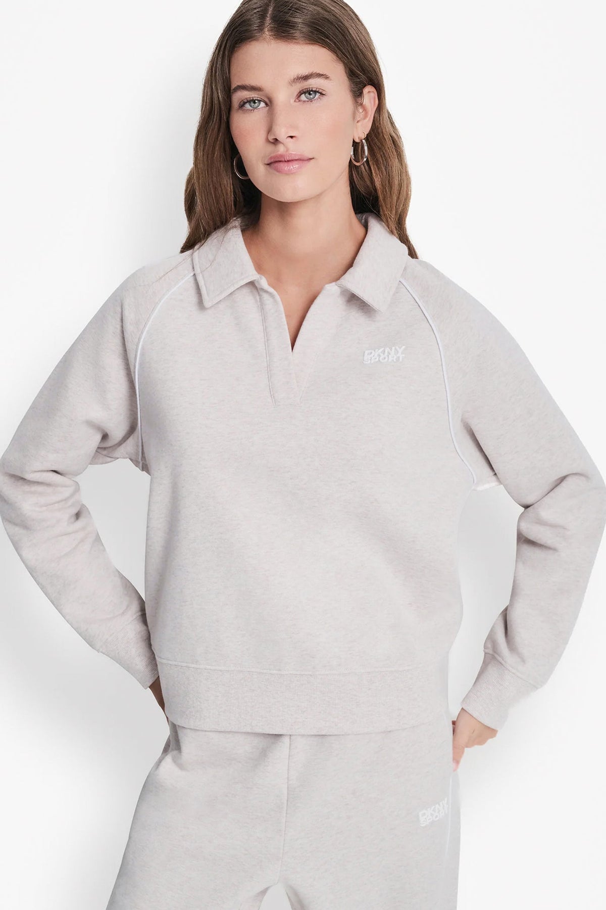 PIPED LOGO POLO SWEATSHIRT