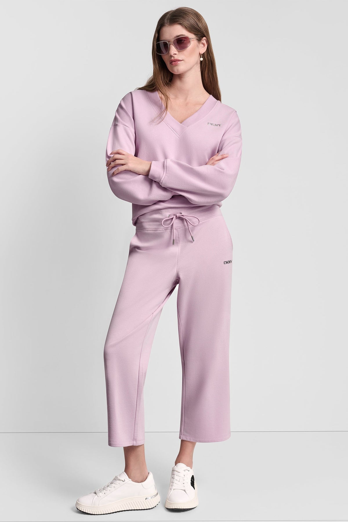 METALLIC BUBBLE LOGO CROPPED HIGH-RISE PANTS