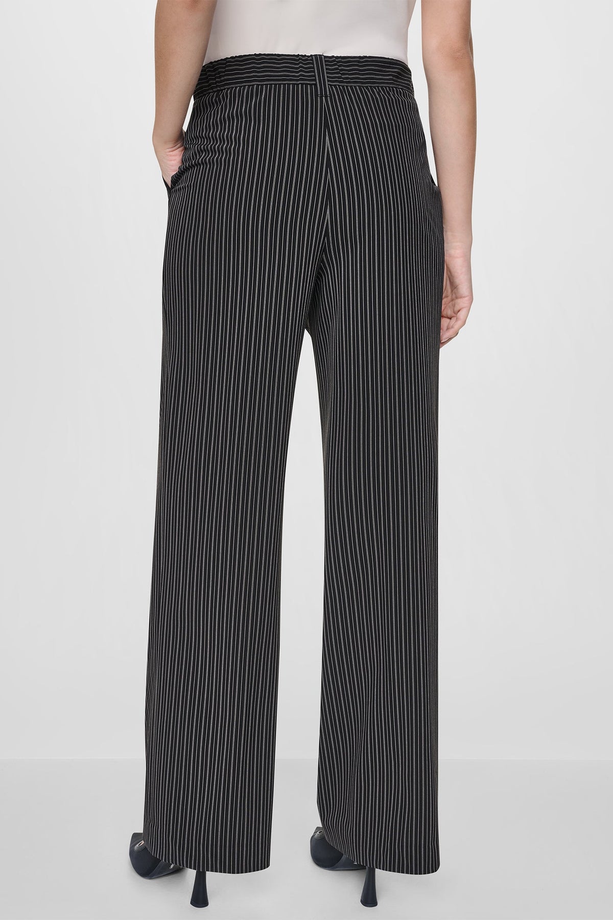 PINSTRIPE WIDE LEG COMMUTER TROUSER