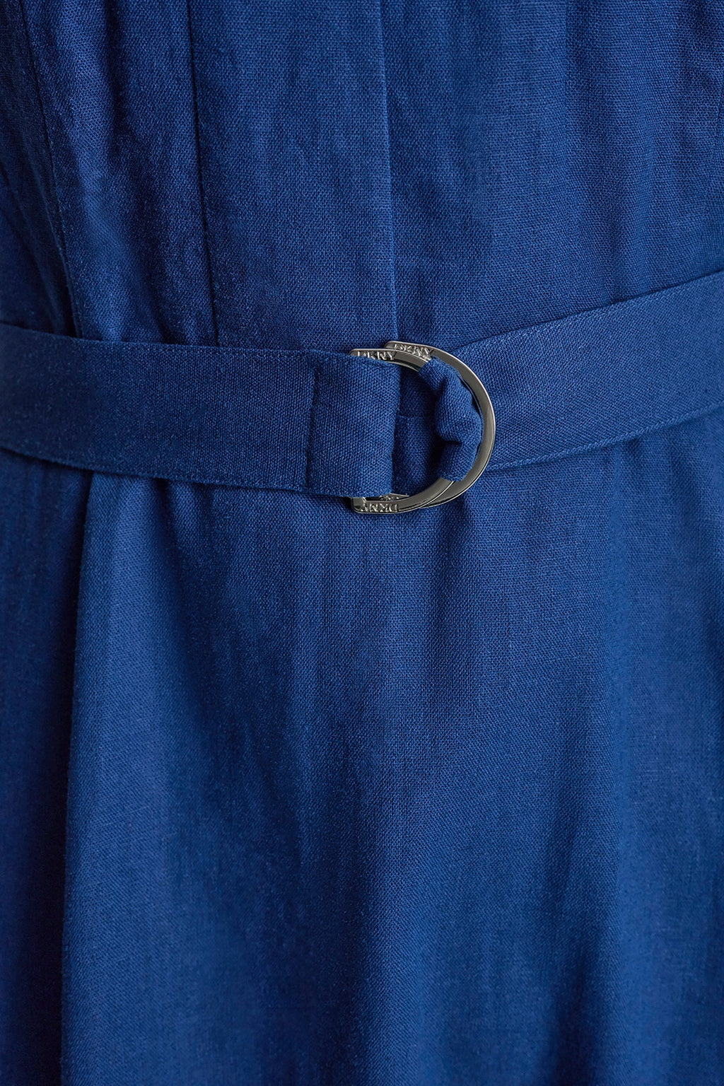 LINEN-BLEND BELTED MIDI DRESS