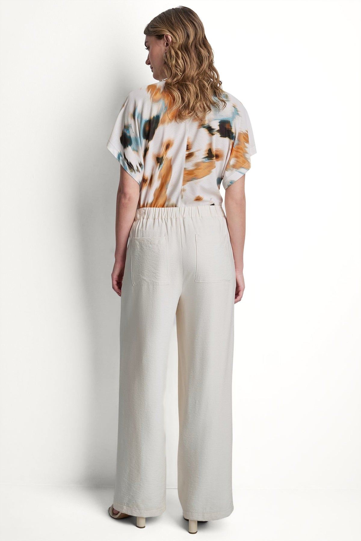 SEAMED WIDE LEG PULL-ON PANT