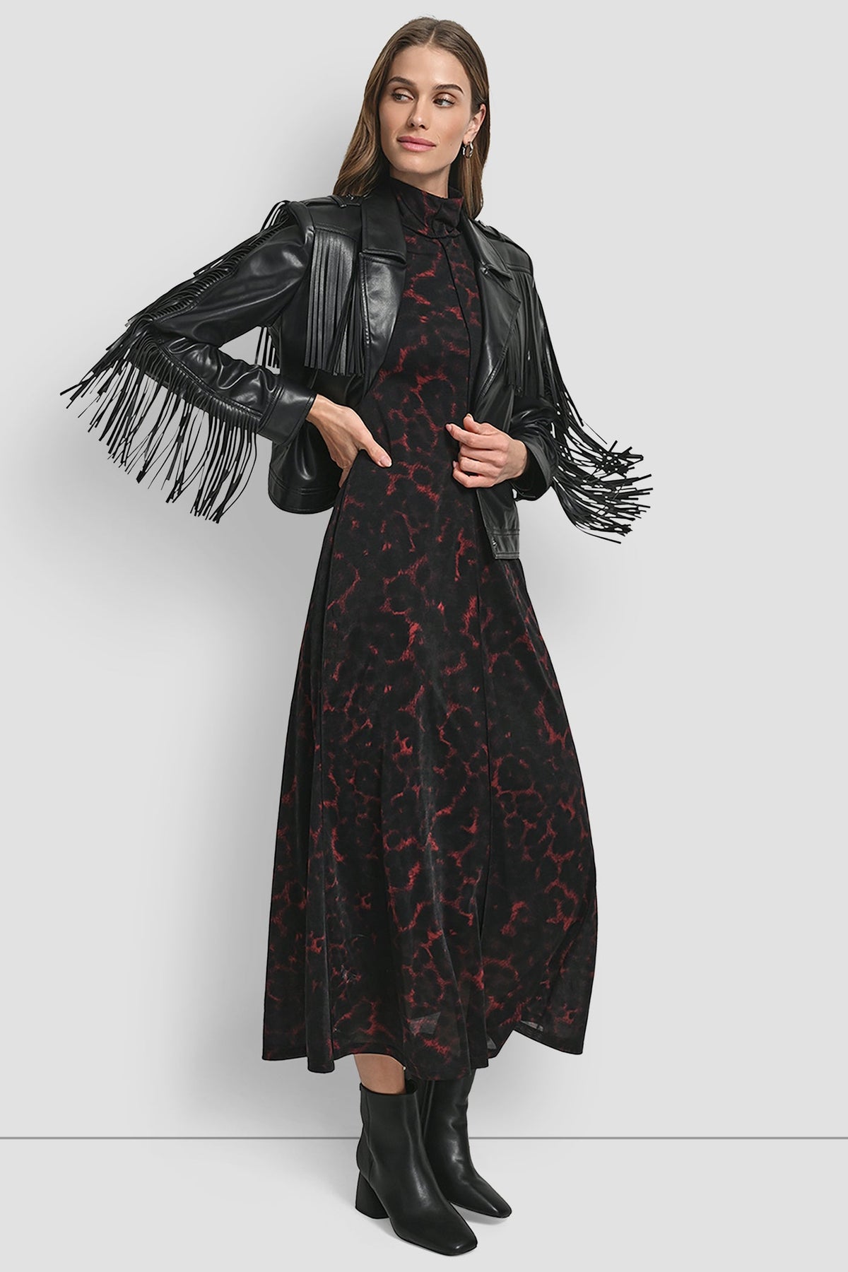 LONG SLEEEVE FRINGE CROP JACKET