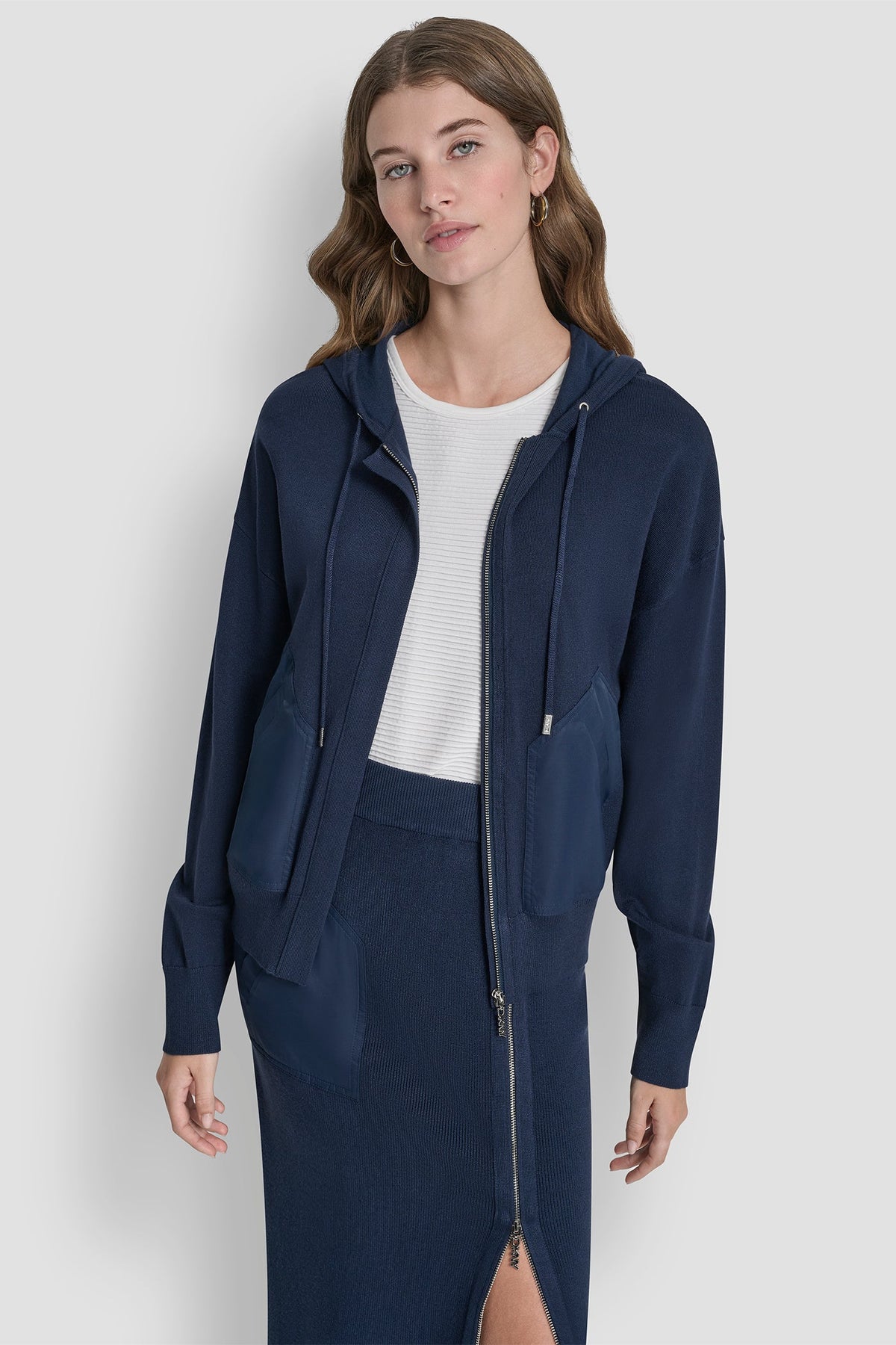 DROP SHOULDER ZIP UP HOODIE