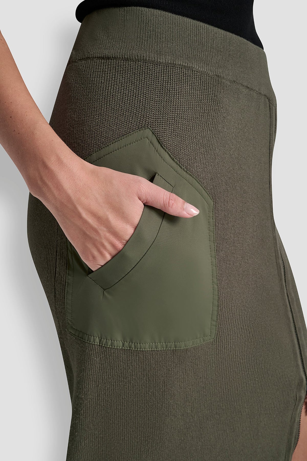 ZIP DETAILED MIDI SWEATER SKIRT
